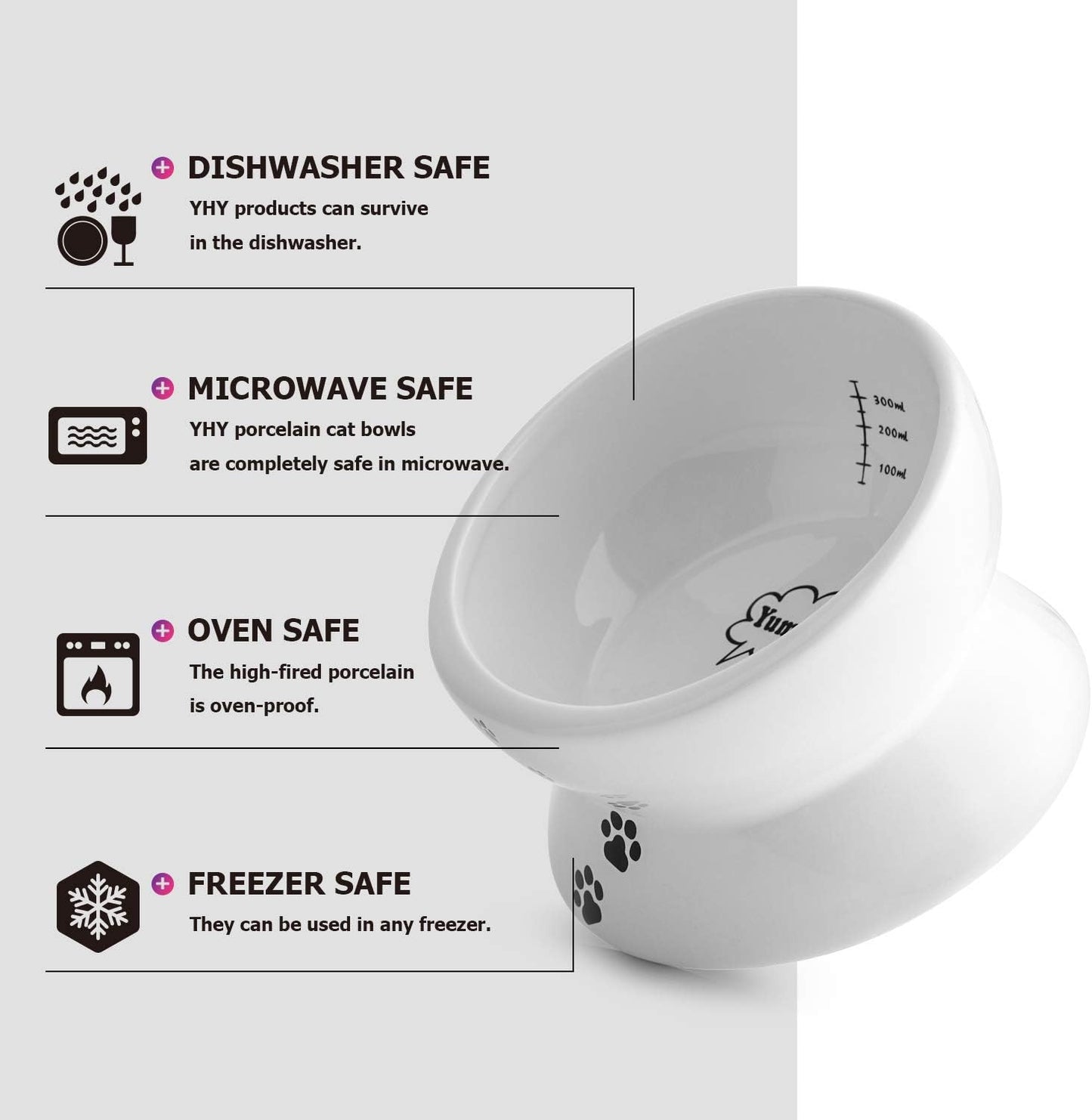 Elevated Cat Food Bowl, Raised Food and Water Bowl for Cat and Small Dog, Tilted Ceramic Water Bowls No Spill,15Oz, Dishwasher Safe