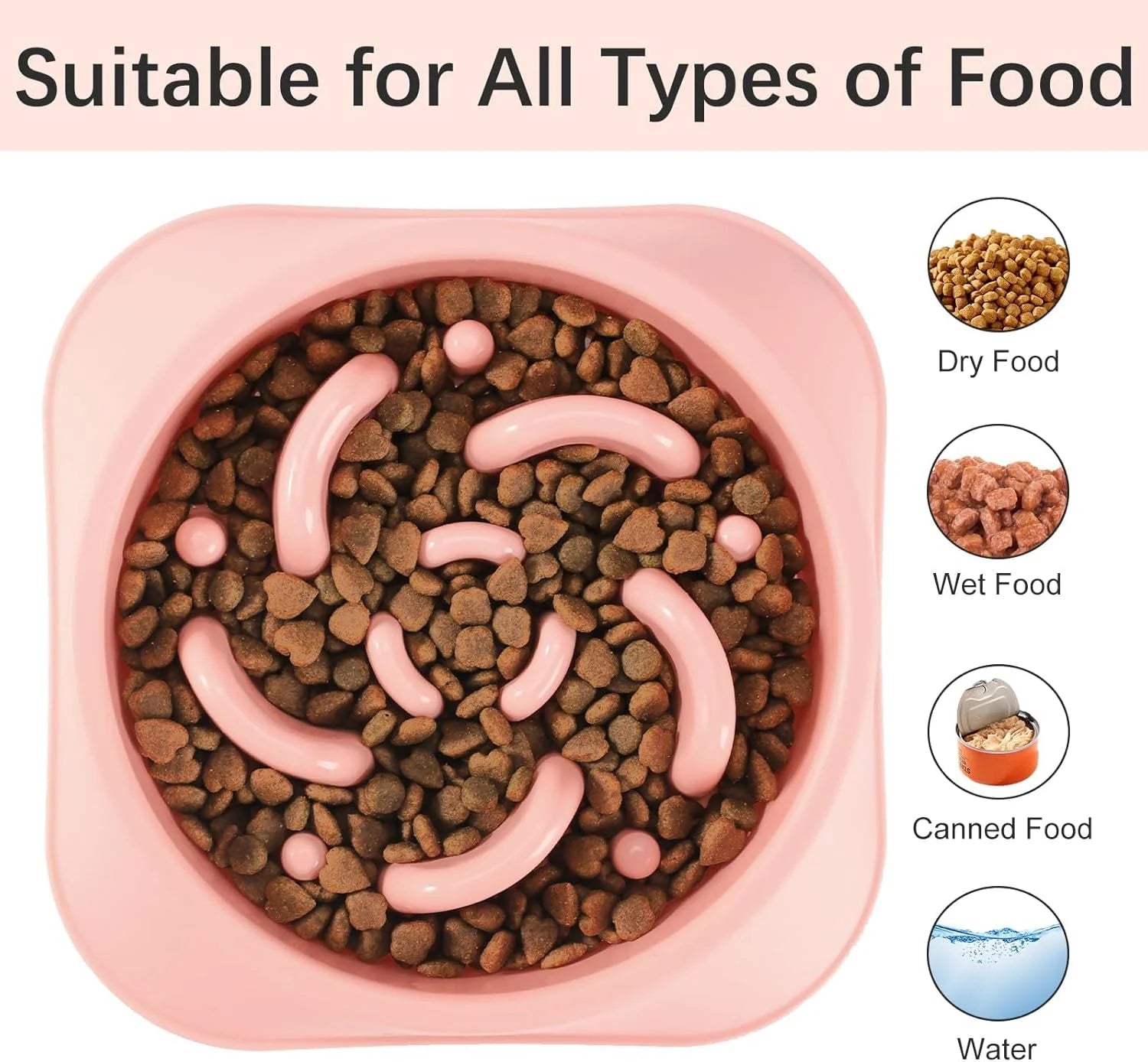 Slow Feeder Dog Bowls 2PCS, Non Slip Cat Food Bowls, Bloat Stop Maze Dishes, Interactive Feeder for All Breeds 2 Cup Pink&Purple