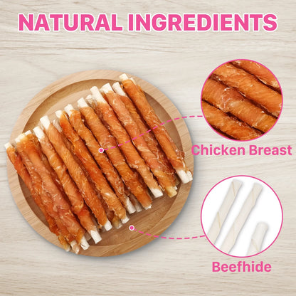 Chicken Jerky with Rawhide Sticks Dog Treats, 10 Oz (25 Ct)