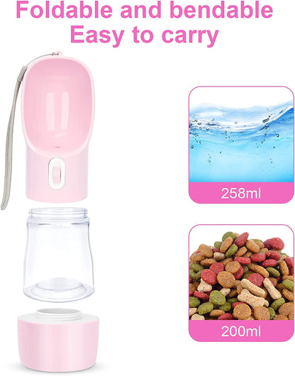Dog Water Bottle & Food Dispenser, Portable, Leak-Proof, Lightweight, Easy to Clean, Perfect for Walking & Traveling