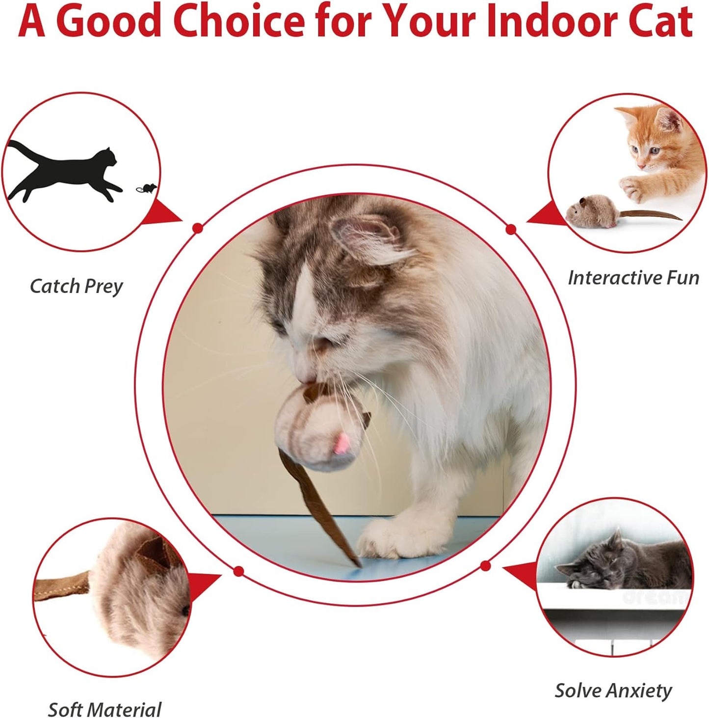 Chirping Bird Cat Toy Set, Interactive Chasing Toy for Indoor Cat, Motion Activated Kitten Play Toys, Squeaky Cats Animal Feather Toy for All Breeds Cats Kicker