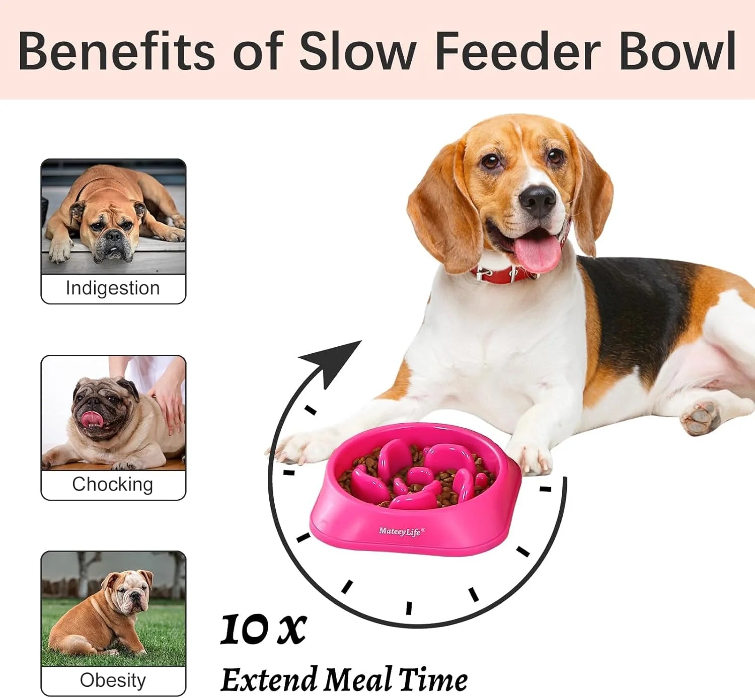 Slow Feeder Dog Bowls 2PCS, Non Slip Cat Food Bowls, Bloat Stop Maze Dishes, Interactive Feeder for All Breeds 2 Cup Pink&Purple
