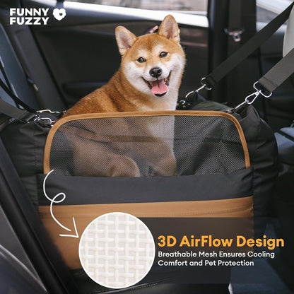 Waterproof Dog Car Seat for Small & Medium Dogs up to 35Lbs,Fully Detachable and Washable Dog Travel Carrier＆Pet Car Seat Bed with Thick Cushion, Breathable Mesh,Adjustable Straps(Black)