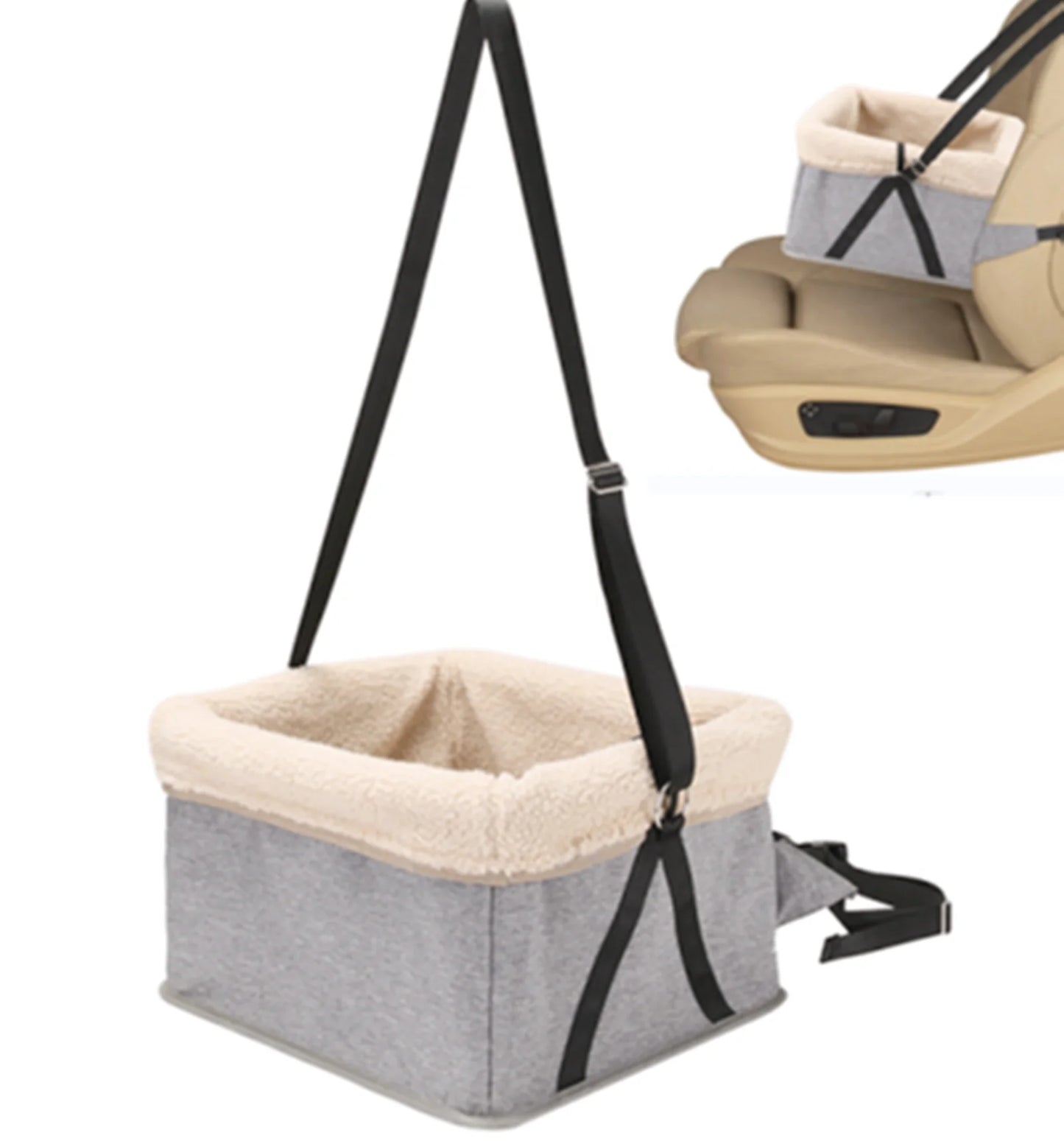 Durable Dog Car Seat with Metal Frame, Safety Buckles, Washable Design, Comfort for Small Dogs up to 25 Lbs