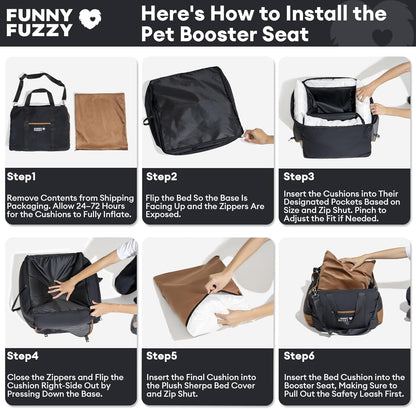 Waterproof Dog Car Seat for Small & Medium Dogs up to 35Lbs,Fully Detachable and Washable Dog Travel Carrier＆Pet Car Seat Bed with Thick Cushion, Breathable Mesh,Adjustable Straps(Black)