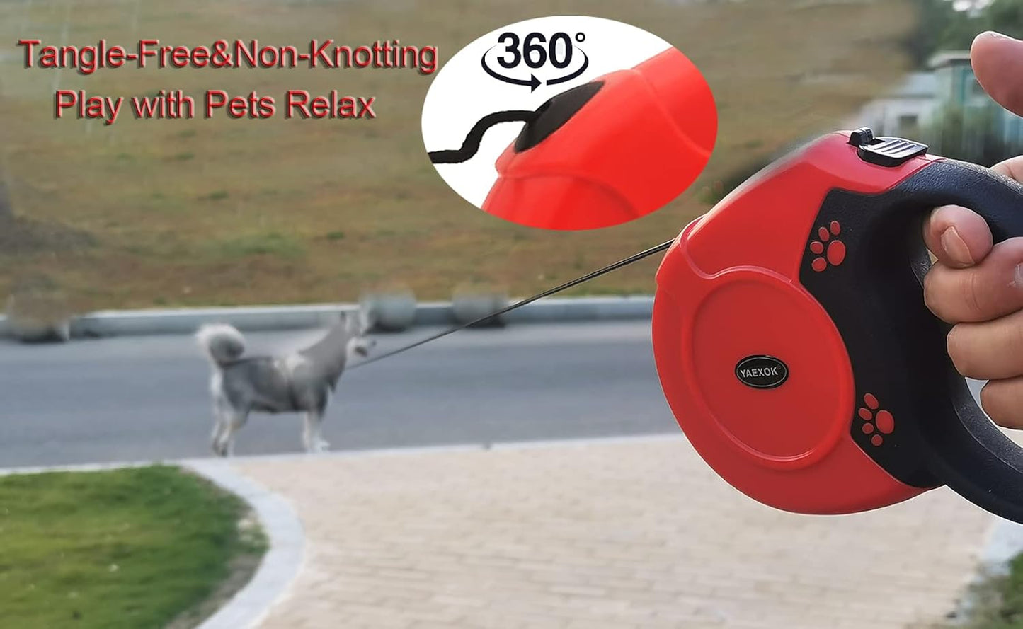 Heavy Duty Retractable Dog Leash 26Ft,Pet Long Walking Leashes Leads for Small Medium Large Dogs Doggie up to 110Lbs (Red)