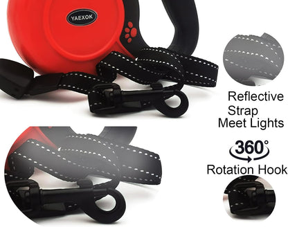 Heavy Duty Retractable Dog Leash 26Ft,Pet Long Walking Leashes Leads for Small Medium Large Dogs Doggie up to 110Lbs (Red)